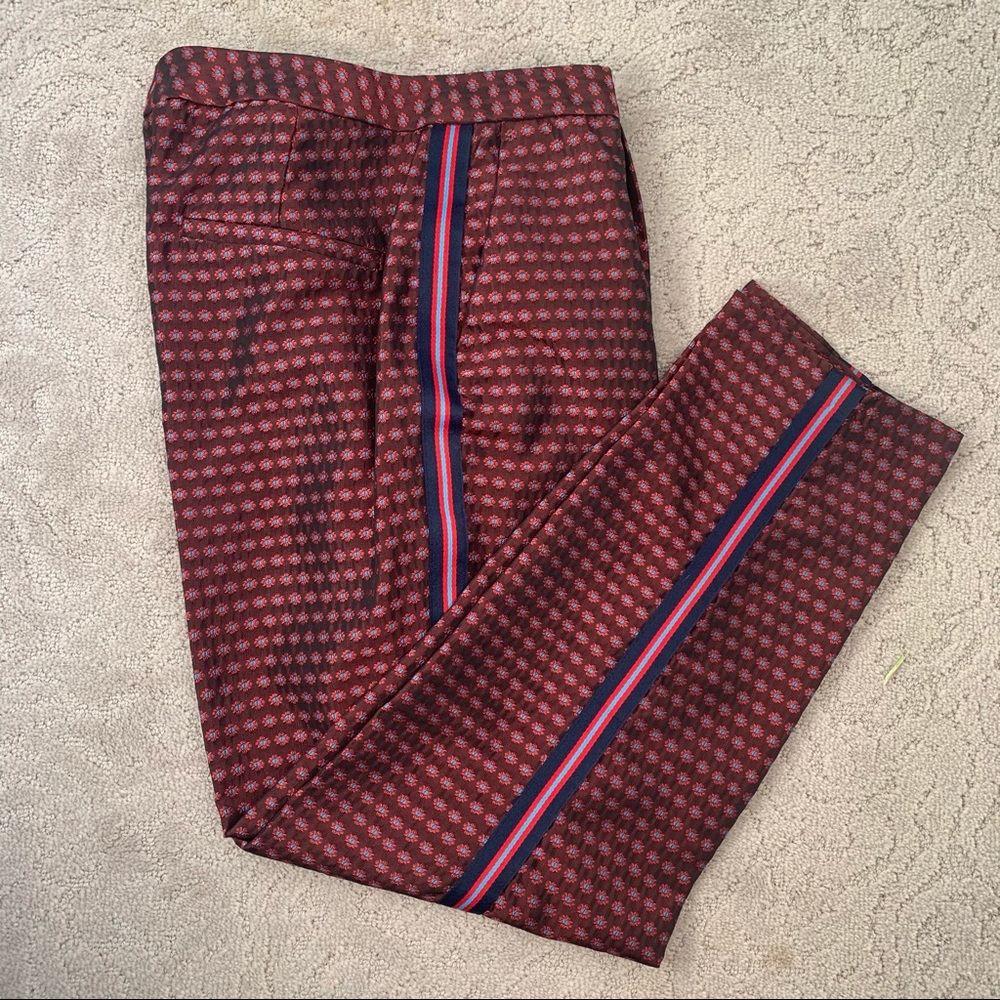 ZARA BASIC Cropped Dress Pants Jacquard Pattern with Stripe